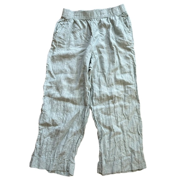 Tahari 100% Linen Light Green Cropped Women’s Pants Size Large Lagenlook Prarie - Picture 4 of 10